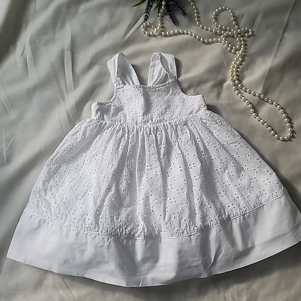 Multiples White Eyelet Dress with Navy & Red Nautical Sailboat Top